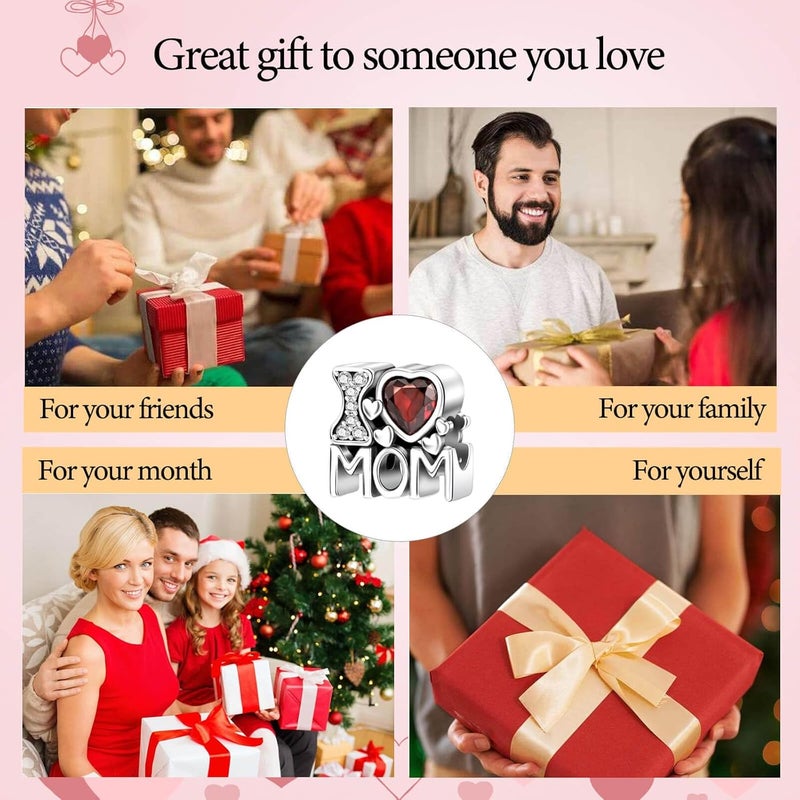 VALGACLS Mom Wife Daughter Love Heart Wedding Rings Charms 925 Sterling Silver Charms for Bracelets Necklace Valentine's Day Mother's Day Jewelry Charm for Women - Image 5